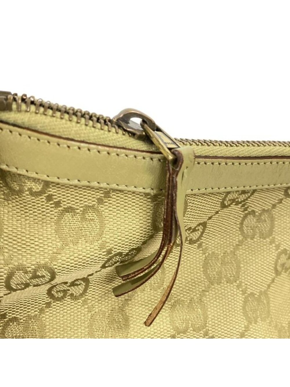 ★SOLD★ Gucci Shoulder Bag GG Pattern Beige Green Leather - Picture 9 of 12